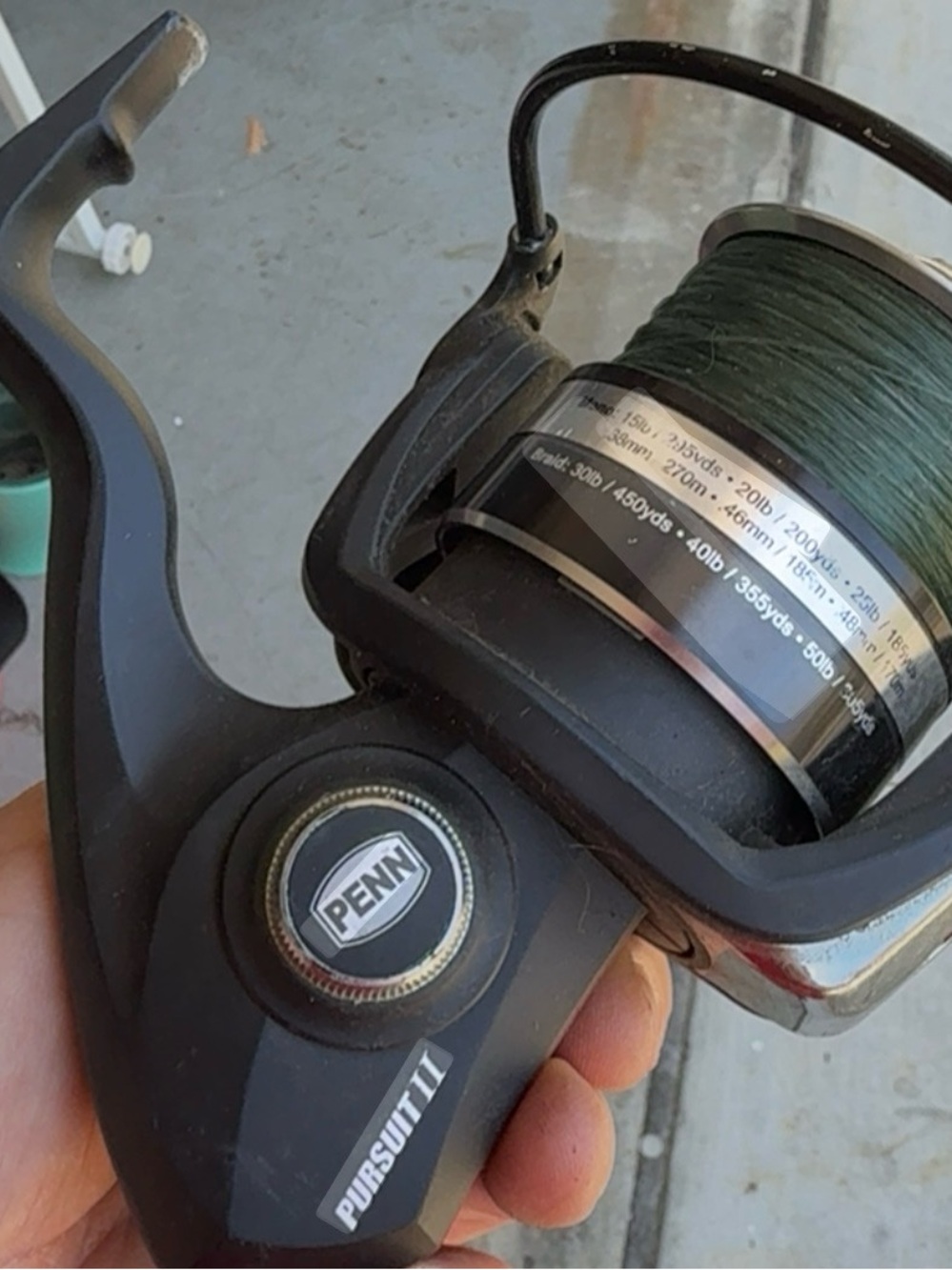 PENN Pursuit II 6000 Spinning Reel in Black w/ Green Line excellent condition